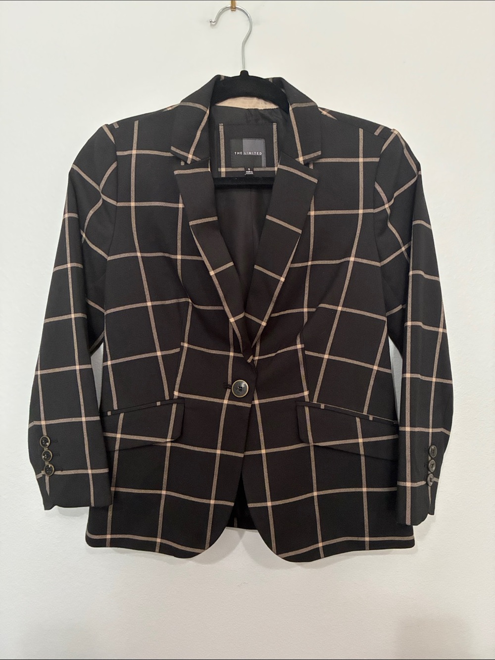 The Limited Black Blazer with Taupe Windowpane - Picture 2 of 7